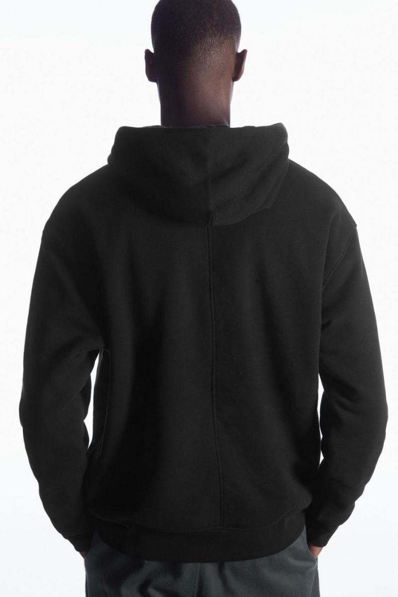 COS Double-layered Jersey Kapucnis Pulóver Férfi Fekete Szürke | ZLJ-420385