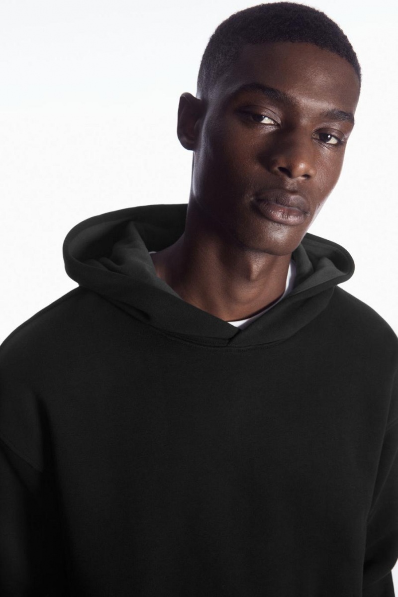 COS Double-layered Jersey Kapucnis Pulóver Férfi Fekete Szürke | ZLJ-420385