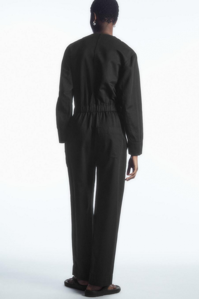 COS Drawstring-waist Jumpsuit Női Fekete | PGV-798042