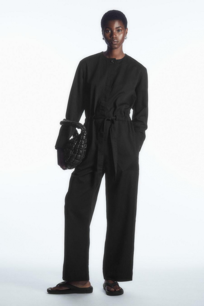 COS Drawstring-waist Jumpsuit Női Fekete | PGV-798042