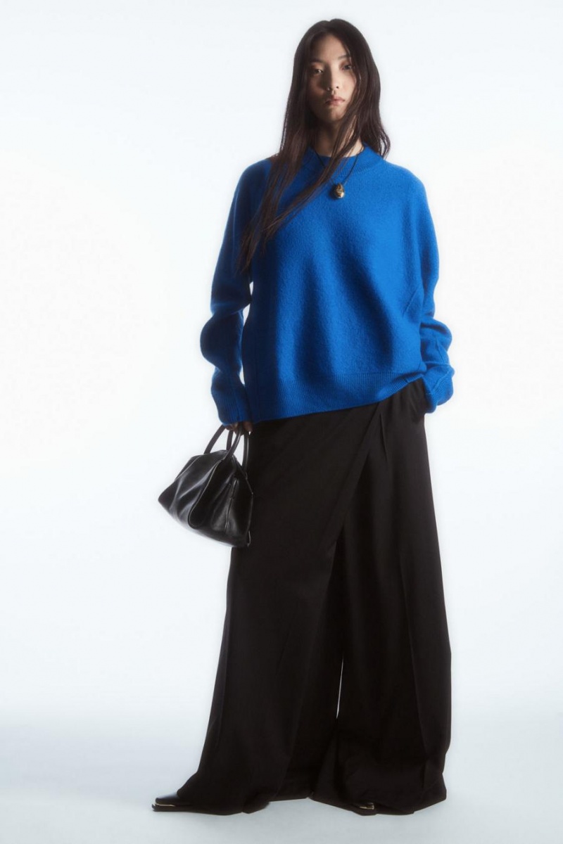 COS Dropped-shoulder Boiled-wool Jumpers Női Sötétkék | CPK-810625