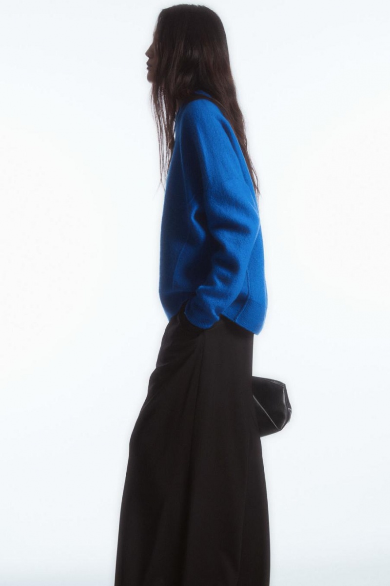 COS Dropped-shoulder Boiled-wool Jumpers Női Sötétkék | CPK-810625