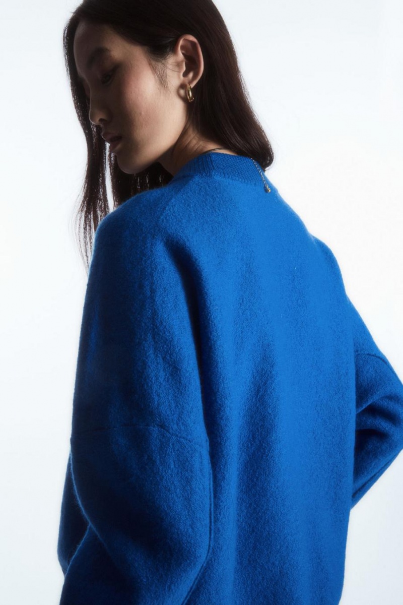 COS Dropped-shoulder Boiled-wool Jumpers Női Sötétkék | CPK-810625