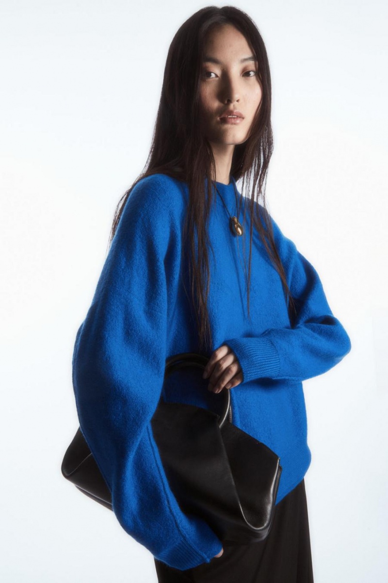 COS Dropped-shoulder Boiled-wool Jumpers Női Sötétkék | CPK-810625