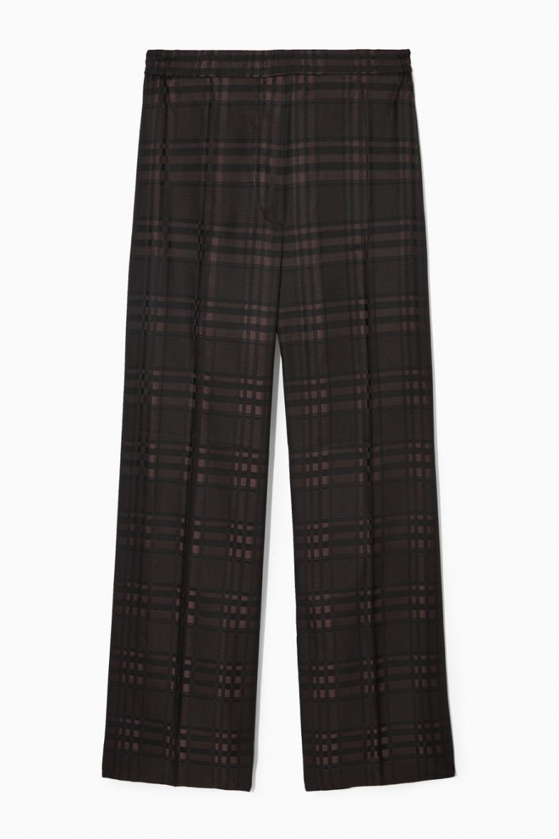 COS Egyenes-leg Checked Jacquard Nadrág Női Barna Fekete | XKG-761203