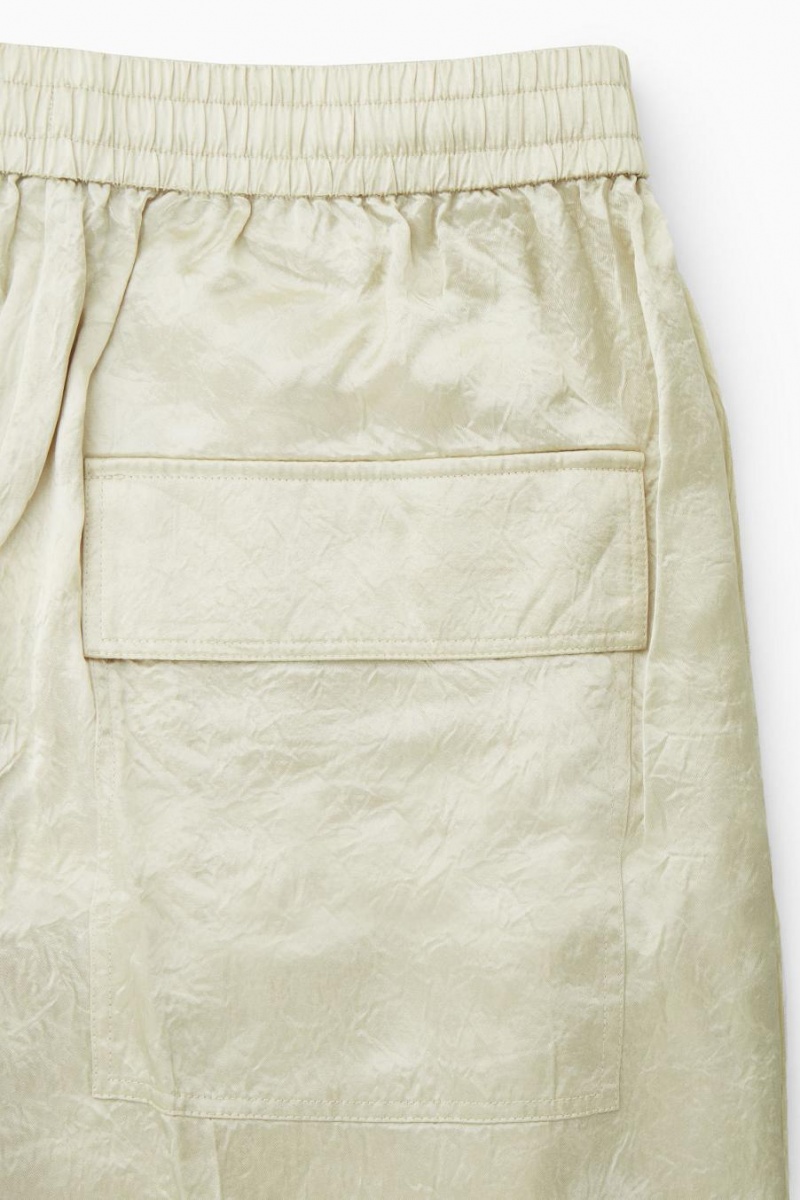 COS Egyenes-leg Crinkled-satin Nadrág Női Krém | ERG-725401