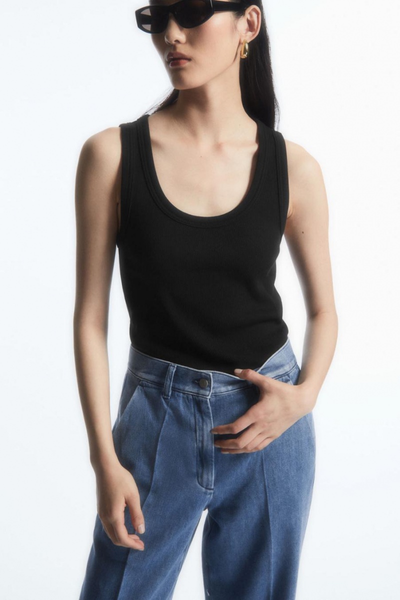 COS Egyenes-leg Denim Nadrág Női Kék | RIW-430795