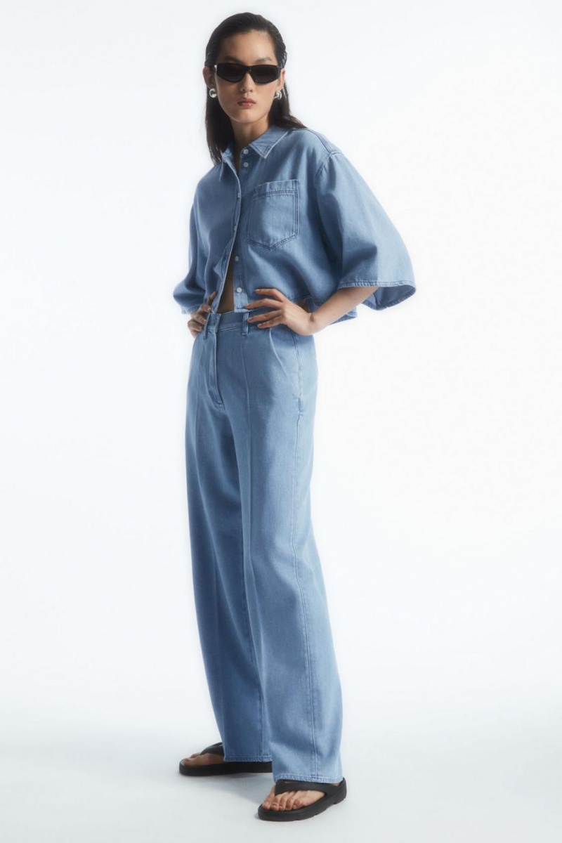 COS Egyenes-leg Denim Nadrág Női Világos Kék | JVD-975108