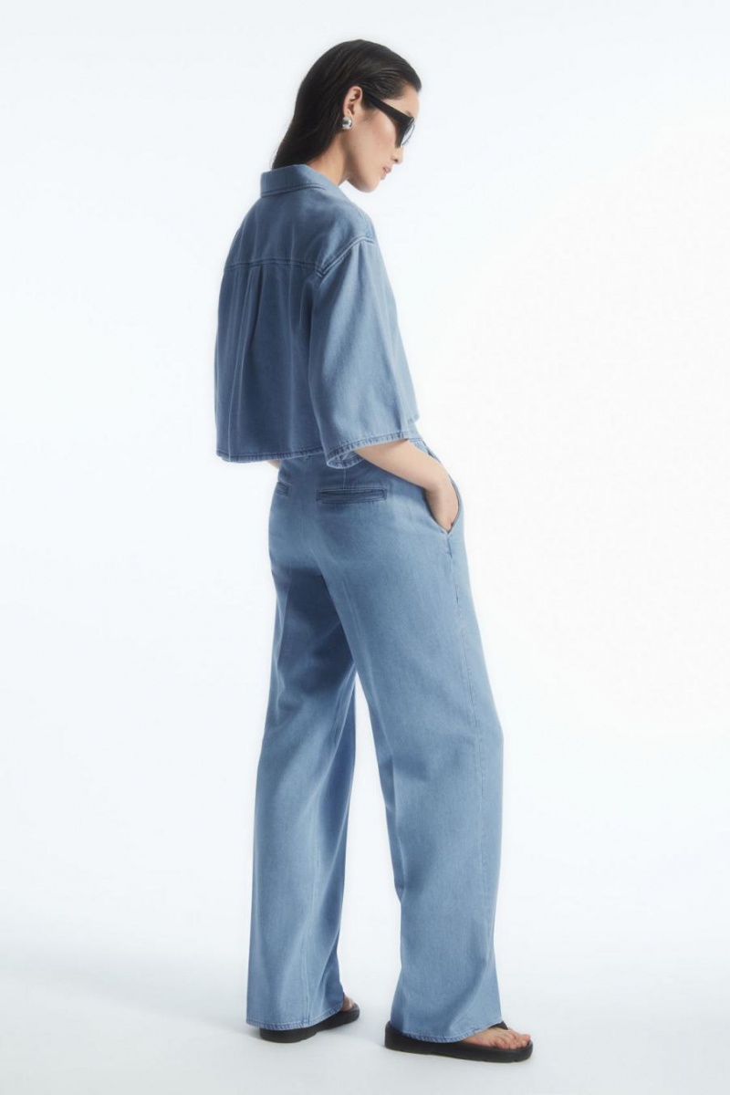 COS Egyenes-leg Denim Nadrág Női Világos Kék | JVD-975108