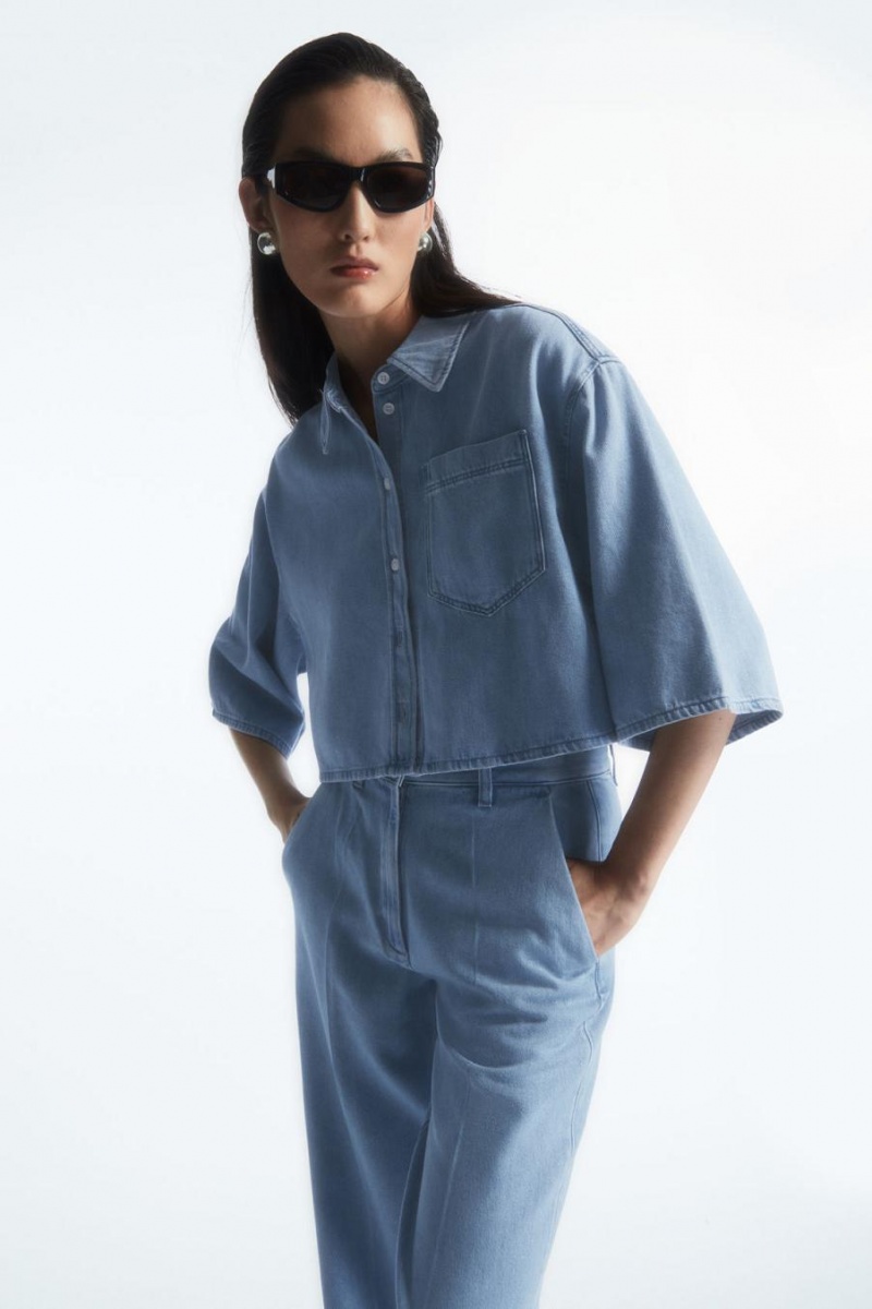 COS Egyenes-leg Denim Nadrág Női Világos Kék | JVD-975108