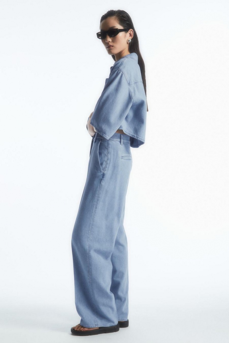COS Egyenes-leg Denim Nadrág Női Világos Kék | JVD-975108