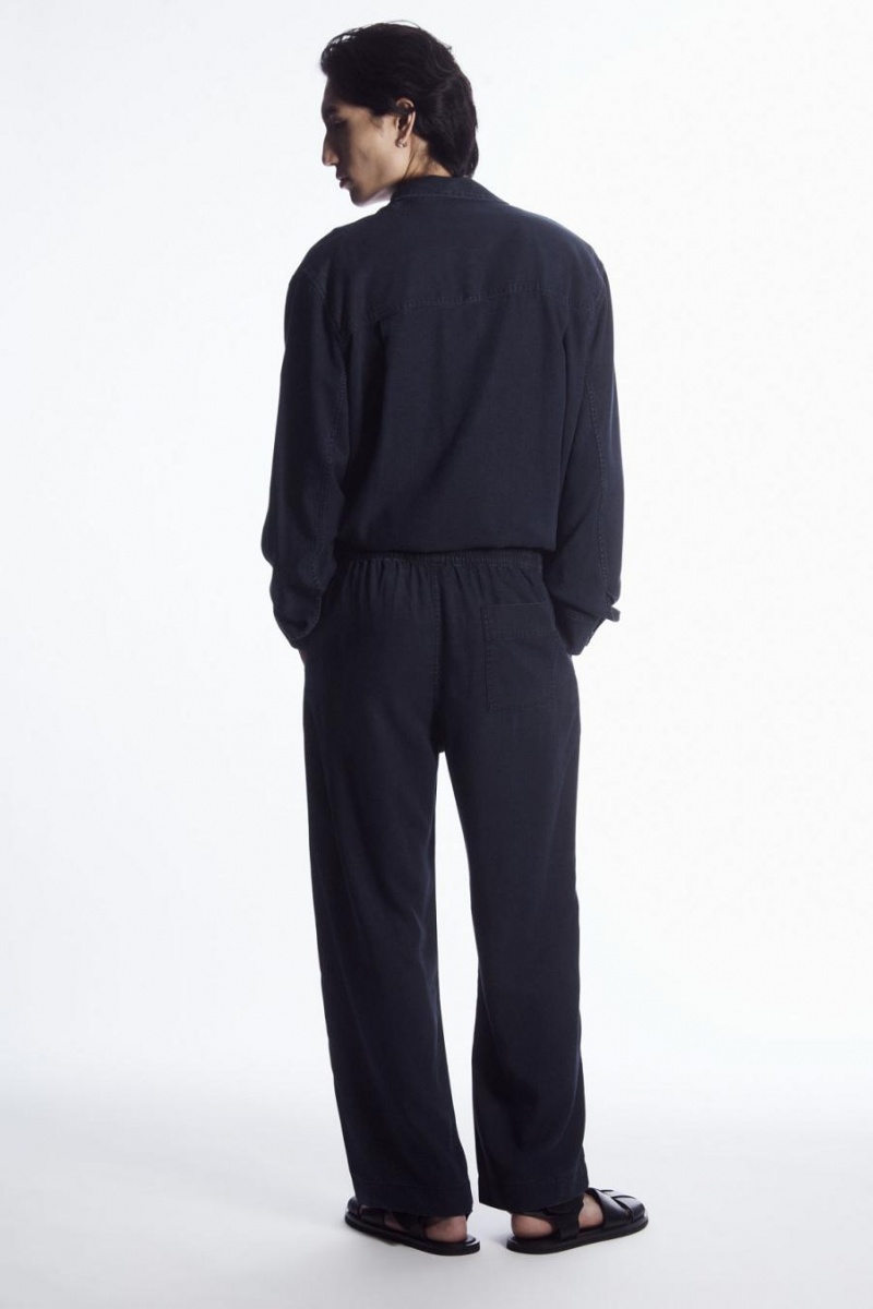 COS Egyenes-leg Könnyű Denim Nadrág Férfi Sötétkék | FSV-635497