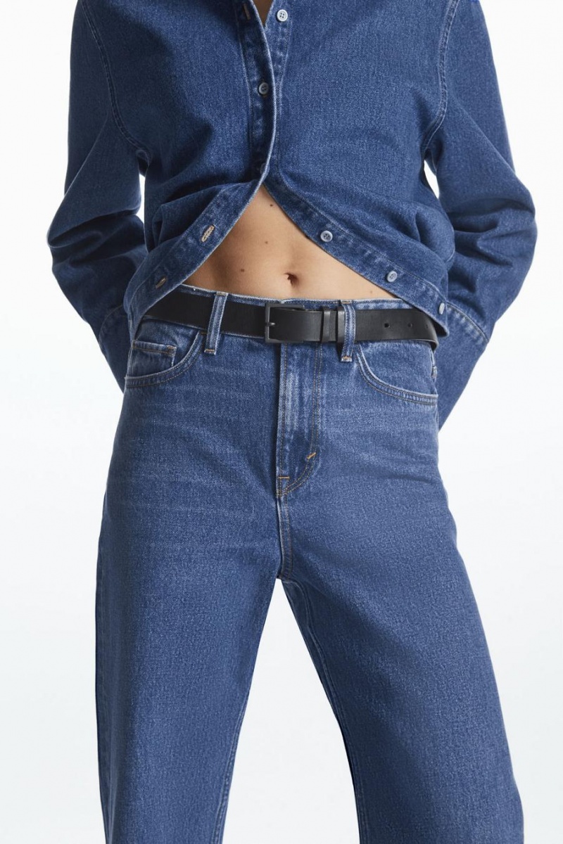 COS Egyenes-leg Loose-fit Extra-long Farmernadrág Női Kék | IWO-782694
