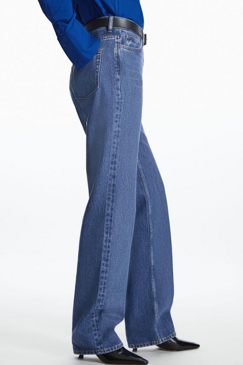 COS Egyenes-leg Loose-fit Extra-long Farmernadrág Női Kék | IWO-782694