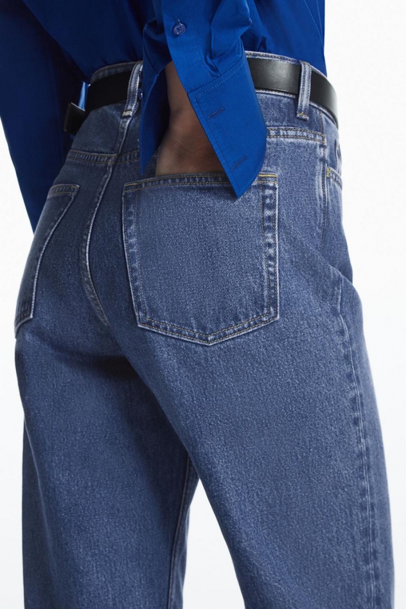COS Egyenes-leg Loose-fit Extra-long Farmernadrág Női Kék | IWO-782694