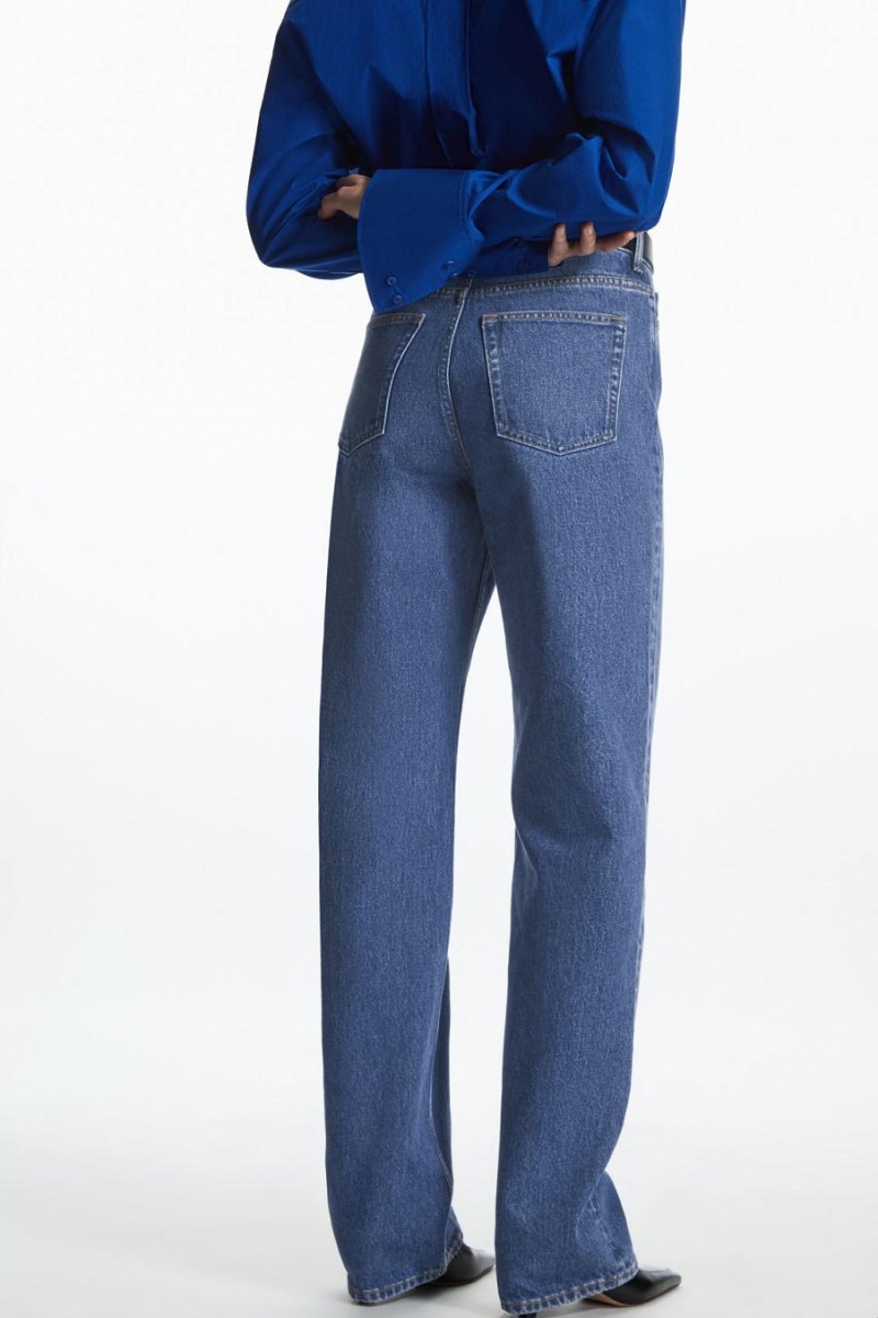 COS Egyenes-leg Loose-fit Extra-long Farmernadrág Női Kék | IWO-782694