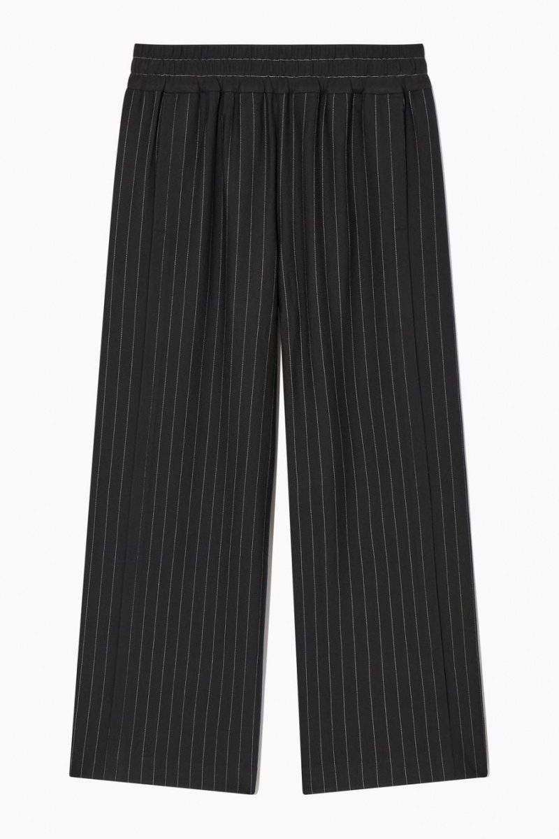 COS Egyenes-leg Pinstriped Nadrág Női Fekete | ZVY-196834