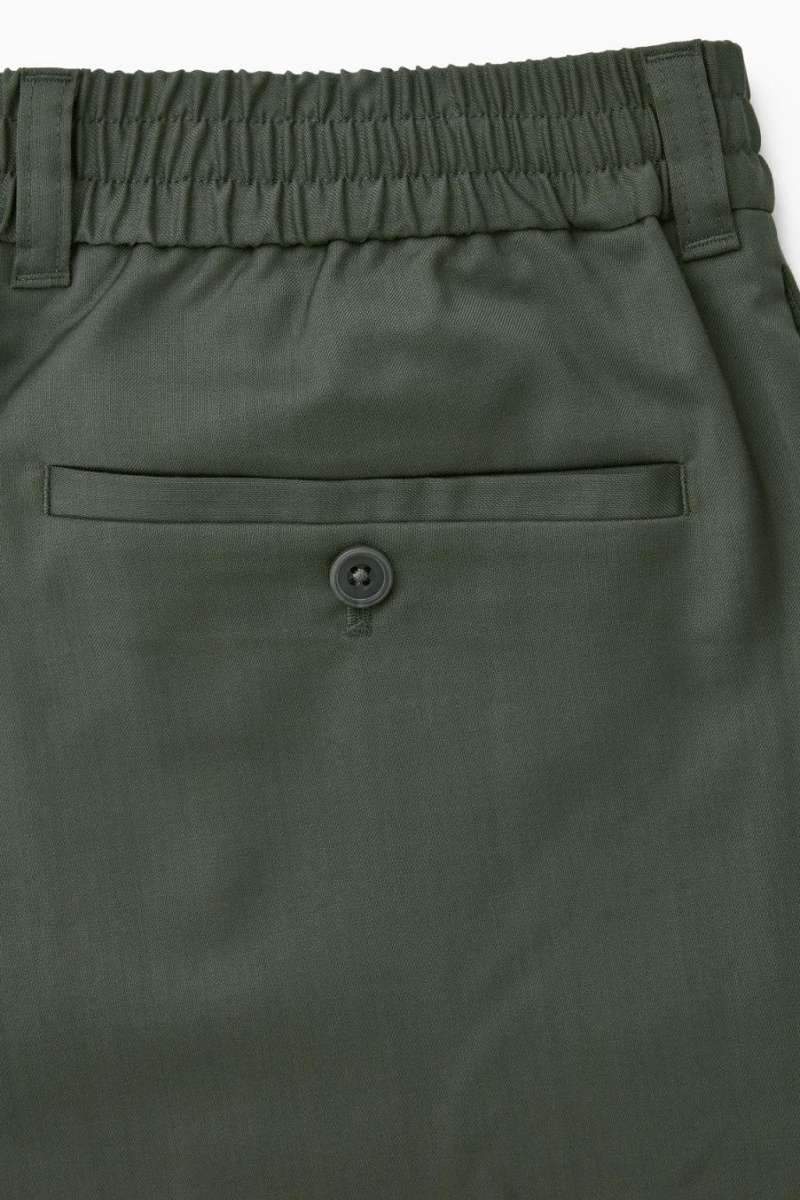 COS Egyenes-leg Relaxed Gyapjú Nadrág Férfi Sötétzöld | SAF-857369