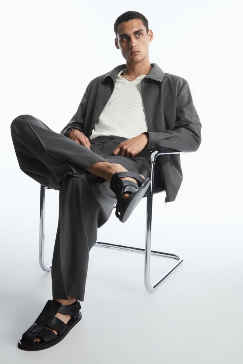 COS Egyenes-leg Relaxed Gyapjú Nadrág Férfi Szürke | NUC-436027