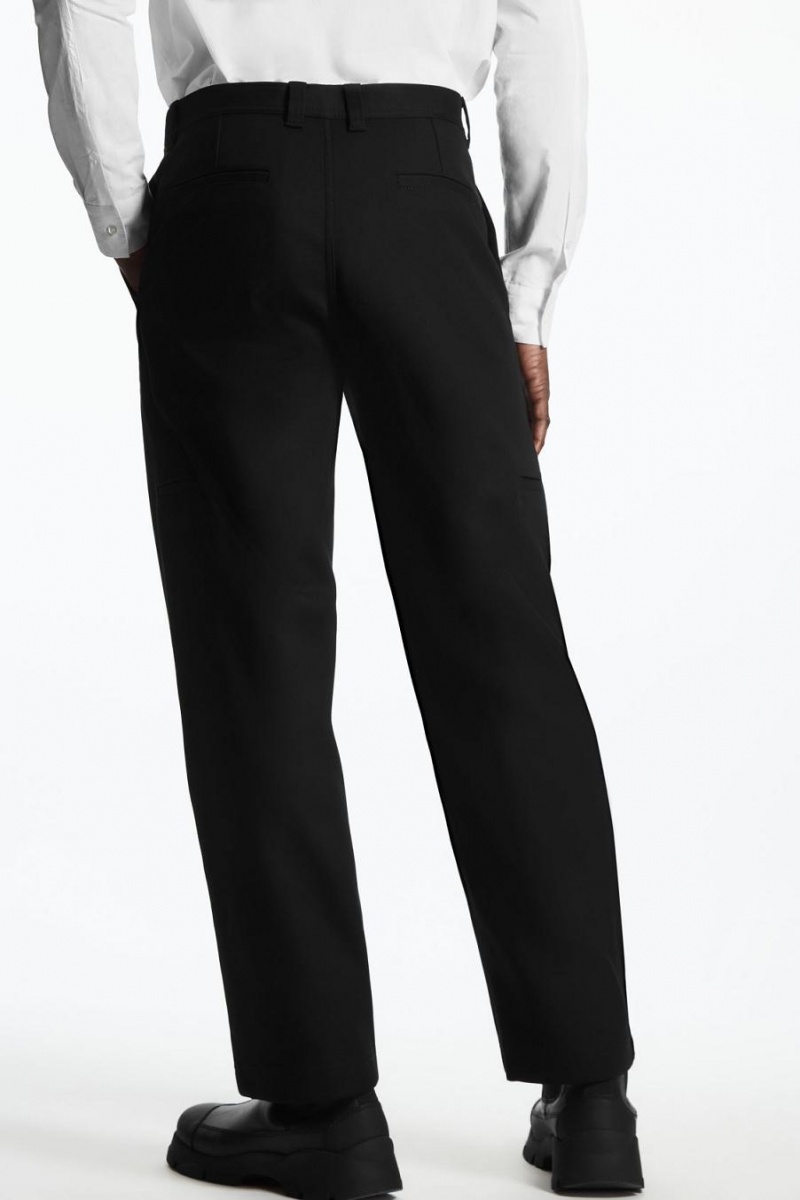 COS Egyenes-leg Utility Nadrág Férfi Fekete | SNK-918365