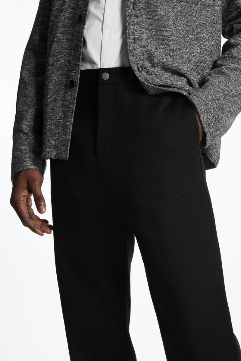 COS Egyenes-leg Utility Nadrág Férfi Fekete | SNK-918365