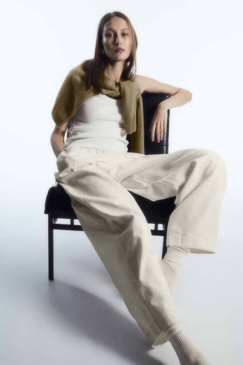 COS Elasticated Barrel-leg Nadrág Női Fehér | SQA-081543