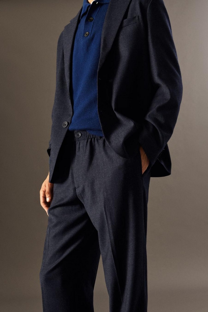 COS Elasticated Gyapjú-flannel - Tapered Blézer Férfi Sötétkék | OXF-150834