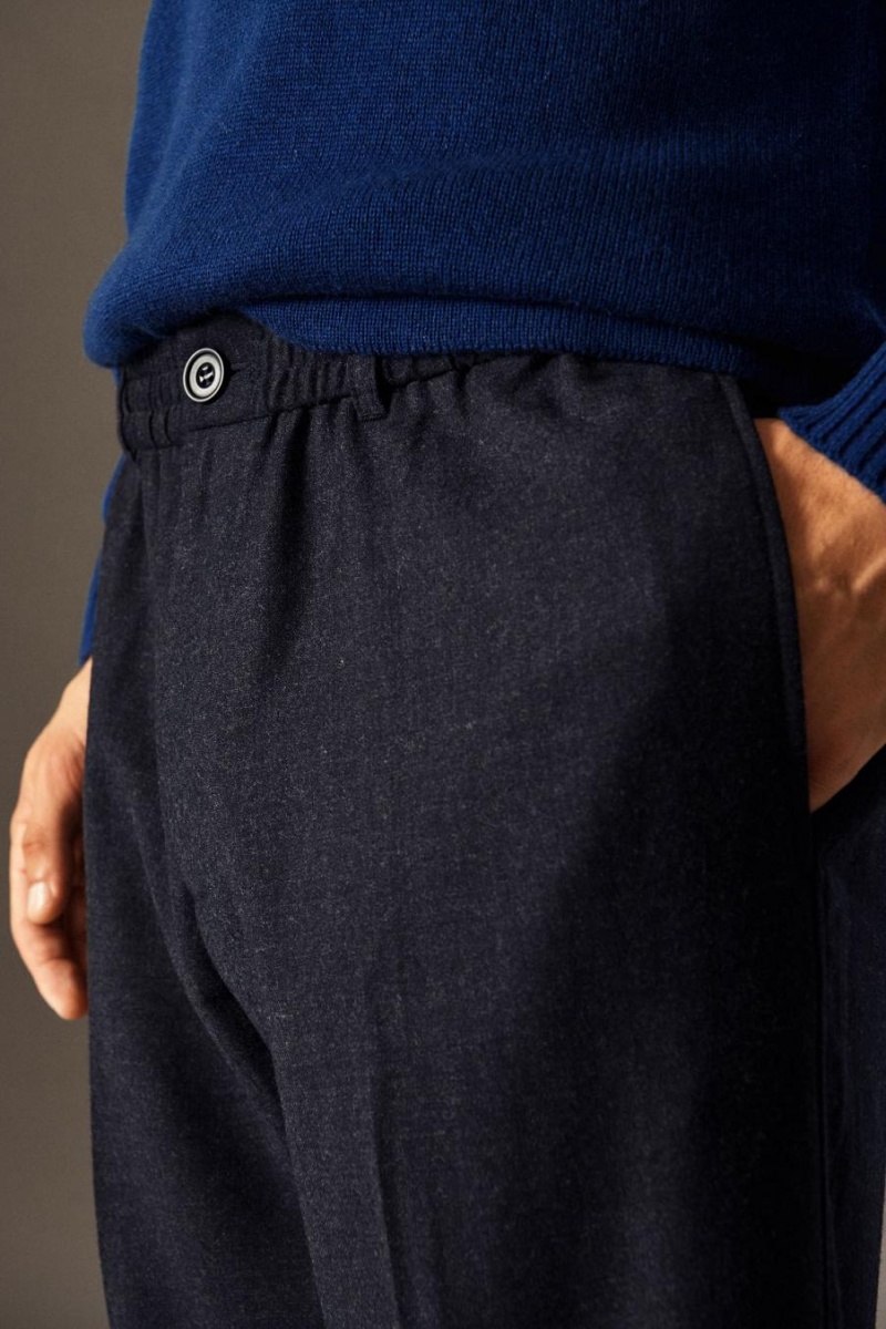 COS Elasticated Gyapjú-flannel - Tapered Blézer Férfi Sötétkék | OXF-150834