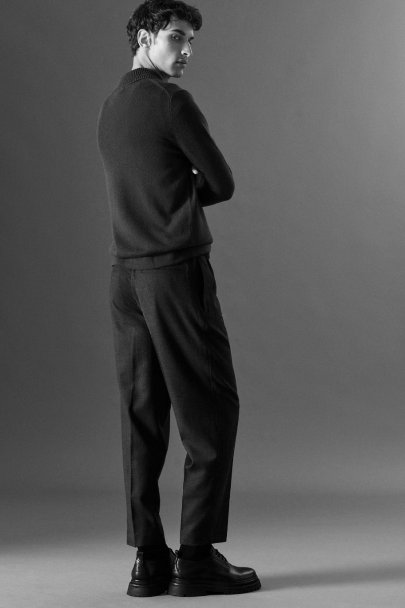COS Elasticated Gyapjú-flannel - Tapered Blézer Férfi Sötétkék | OXF-150834