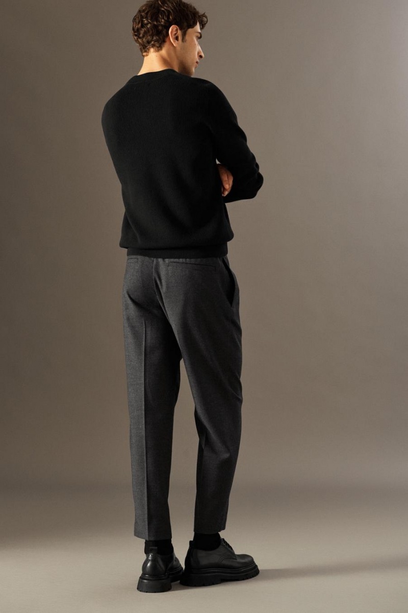 COS Elasticated Gyapjú-flannel - Tapered Blézer Férfi Szürke | YZO-507864