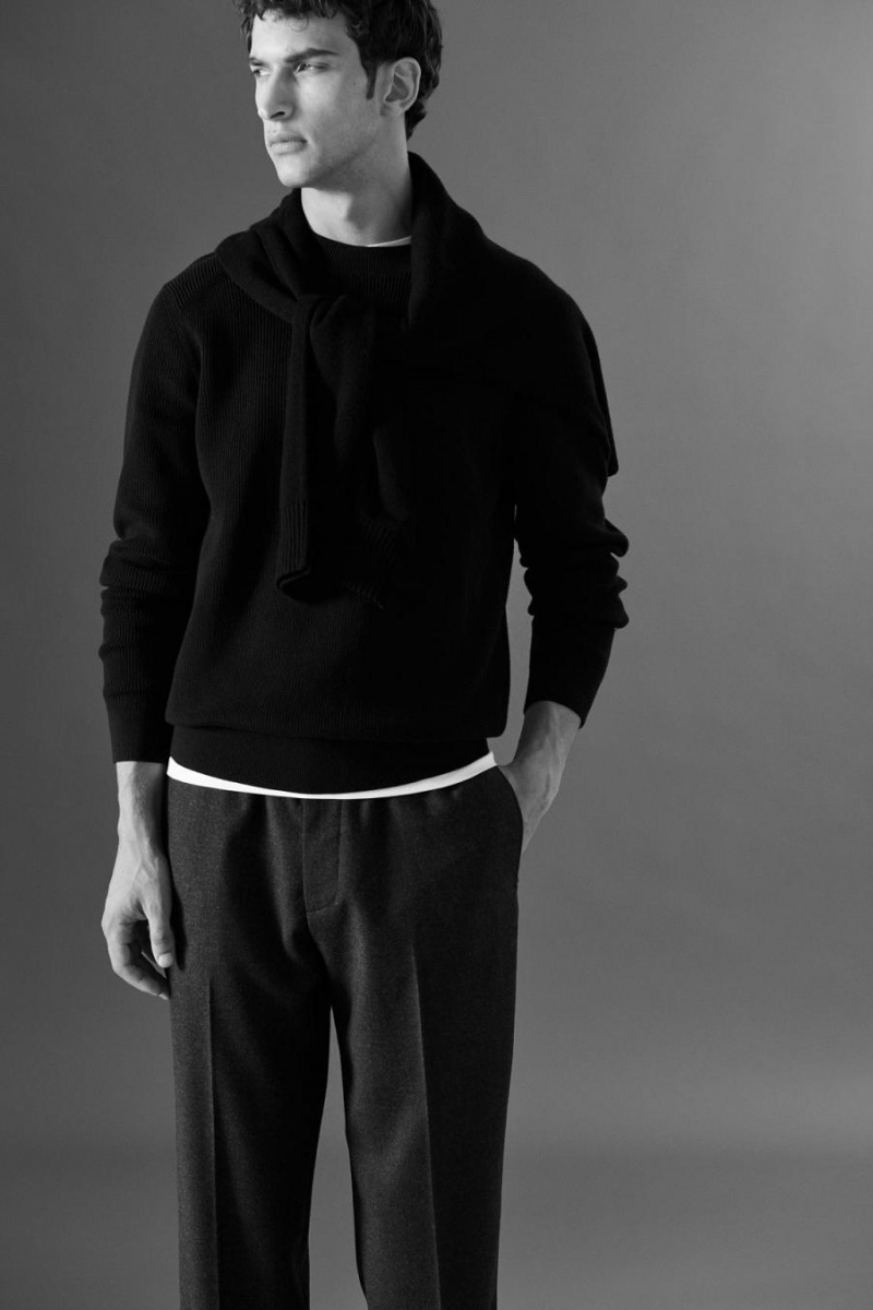 COS Elasticated Gyapjú-flannel - Tapered Blézer Férfi Szürke | YZO-507864