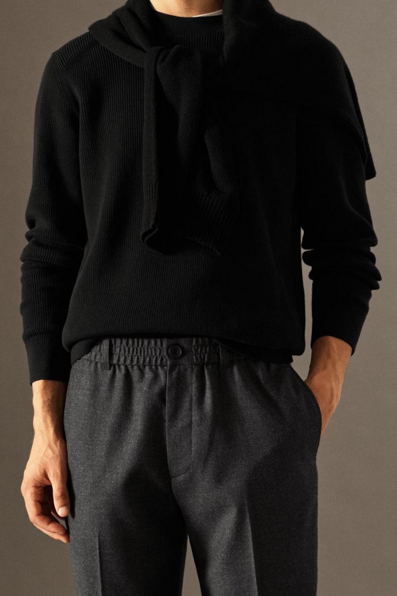 COS Elasticated Gyapjú-flannel - Tapered Blézer Férfi Szürke | YZO-507864
