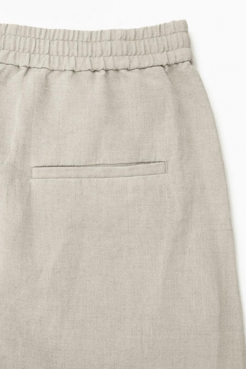 COS Elasticated Linen Rövidnadrág Női Világos Bézs | PMC-736012