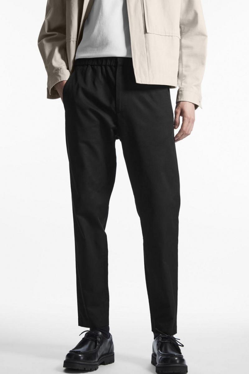 COS Elasticated Tapered Twill Nadrág Férfi Fekete | LDW-701486