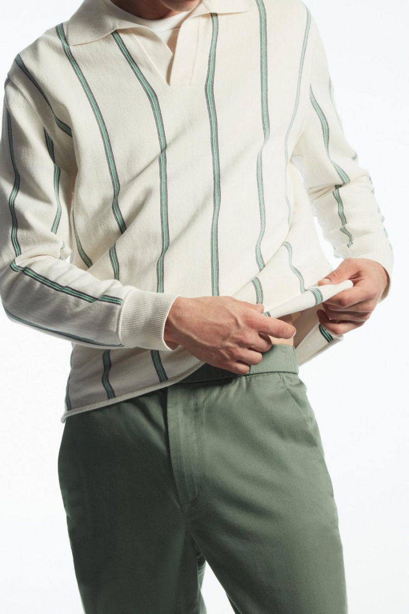 COS Elasticated Tapered Twill Nadrág Férfi Zöld | BCF-139804