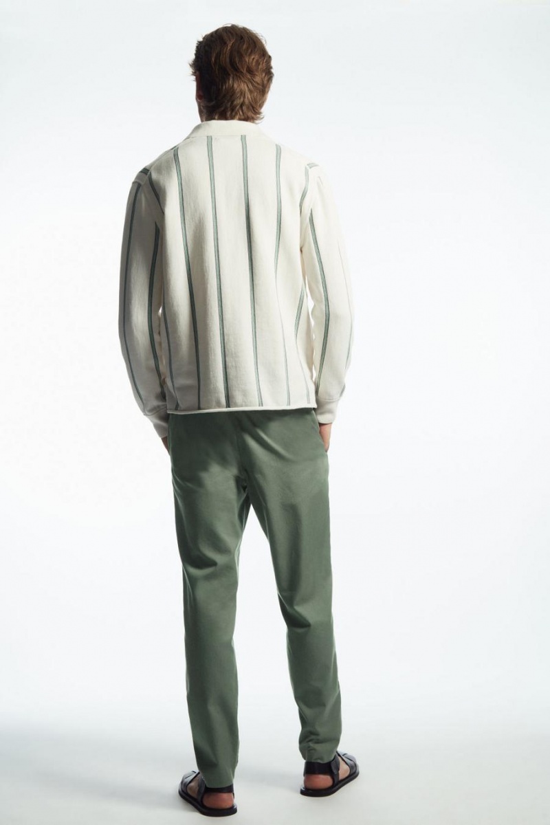 COS Elasticated Tapered Twill Nadrág Férfi Zöld | BCF-139804