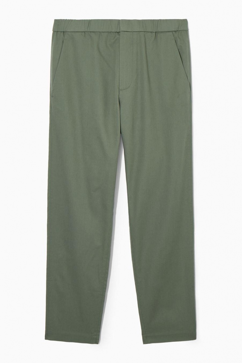 COS Elasticated Tapered Twill Nadrág Férfi Zöld | BCF-139804