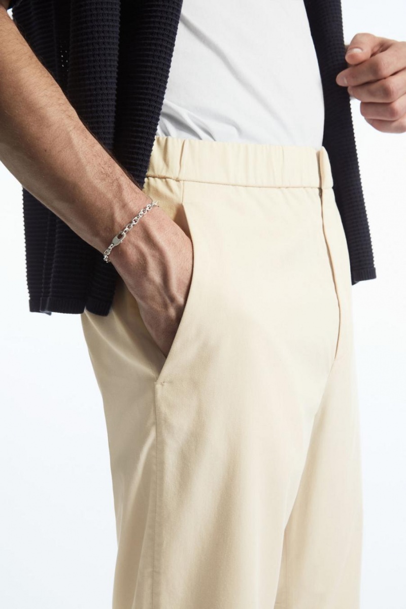 COS Elasticated Tapered Twill Nadrág Férfi Bézs | ZHR-198720
