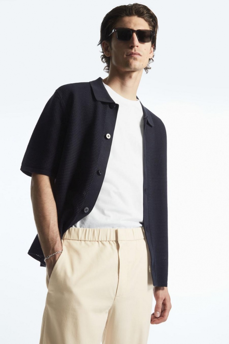 COS Elasticated Tapered Twill Nadrág Férfi Bézs | ZHR-198720