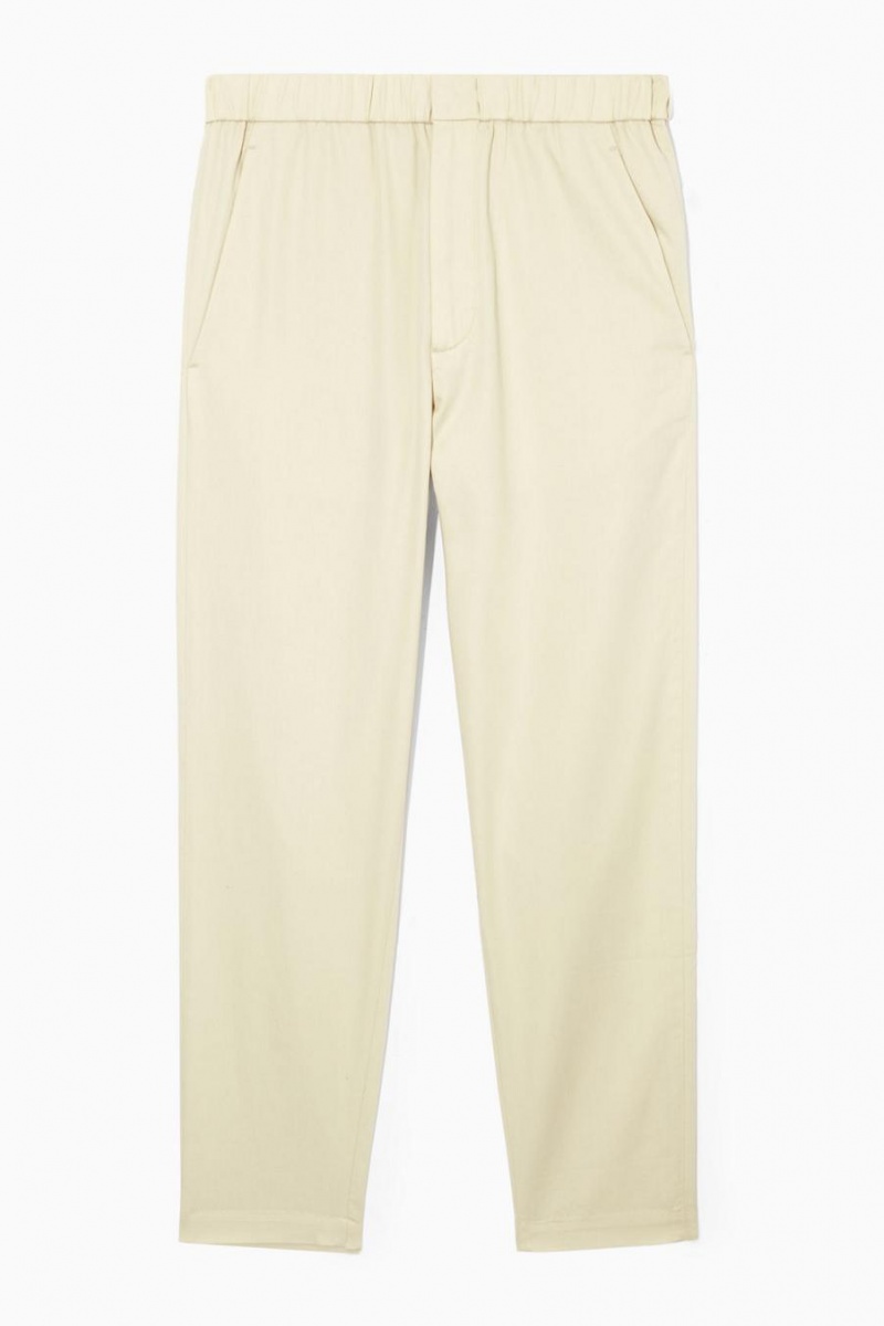 COS Elasticated Tapered Twill Nadrág Férfi Bézs | ZHR-198720