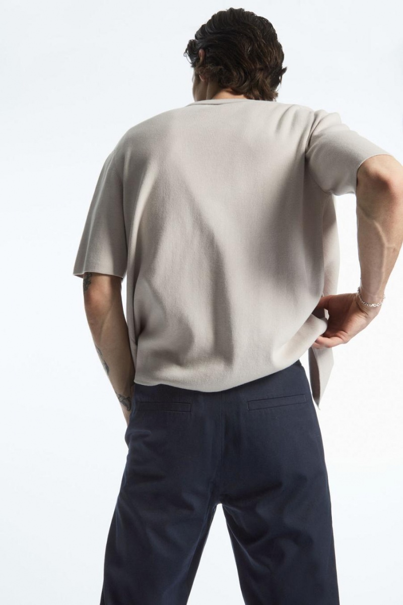COS Elasticated Tapered Twill Nadrág Férfi Sötétkék | KTD-172046