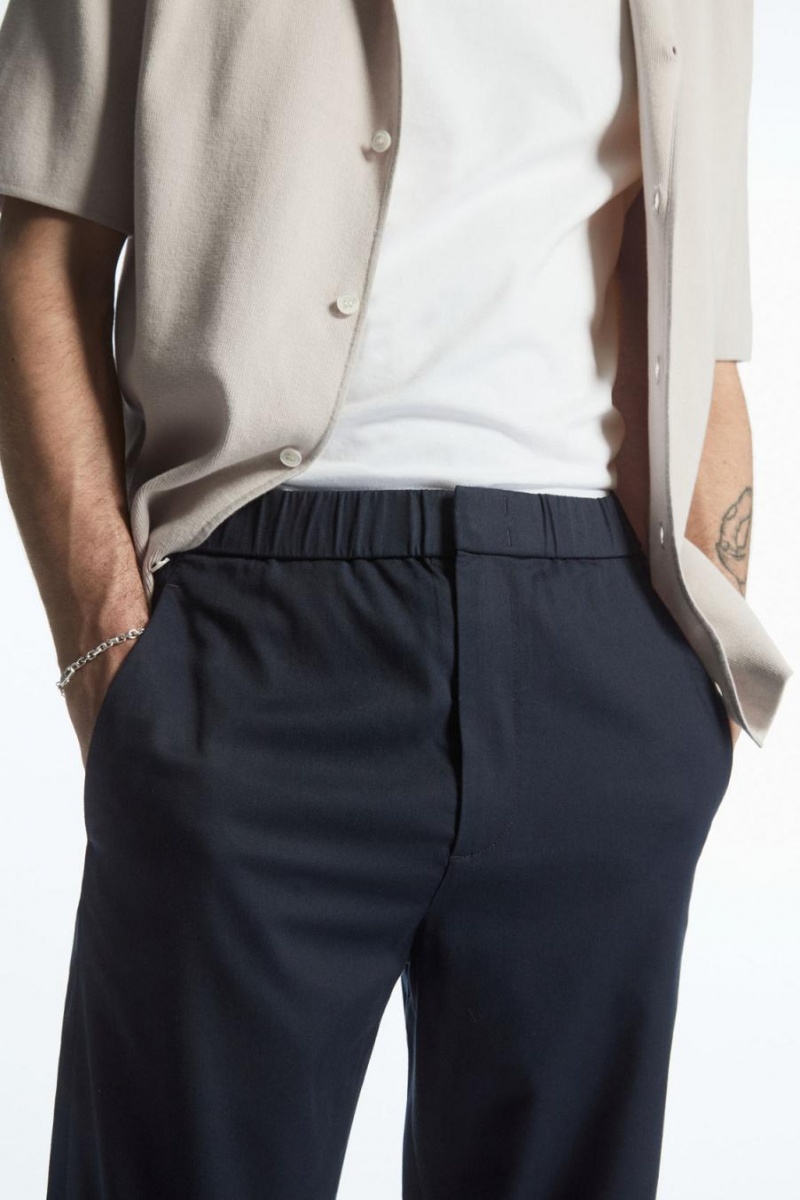 COS Elasticated Tapered Twill Nadrág Férfi Sötétkék | KTD-172046