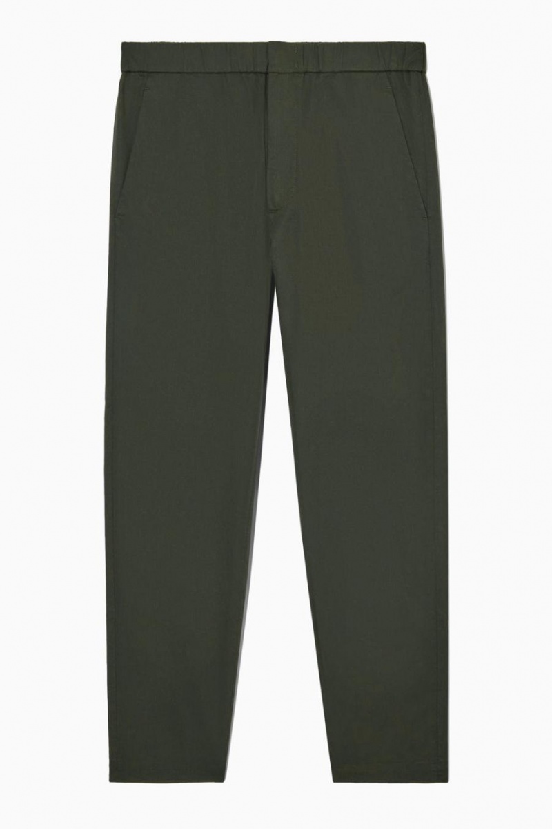 COS Elasticated Tapered Twill Nadrág Férfi Sötétzöld | DUP-103254