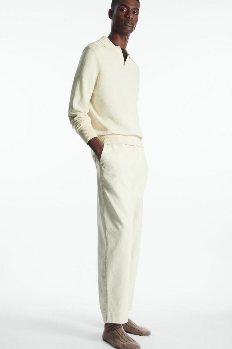 COS Elasticated Twill Nadrág Férfi Fehér | PEY-263895