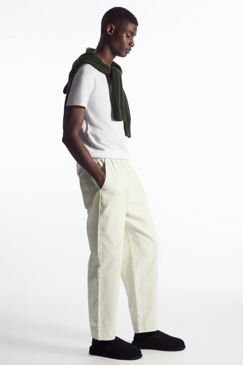 COS Elasticated Twill Nadrág Férfi Fehér | PEY-263895