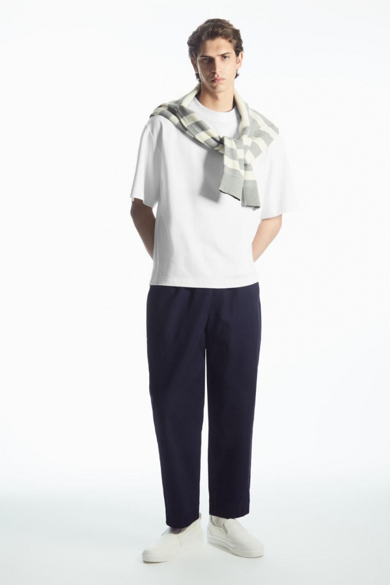 COS Elasticated Twill Nadrág Férfi Sötétkék | FZW-327568