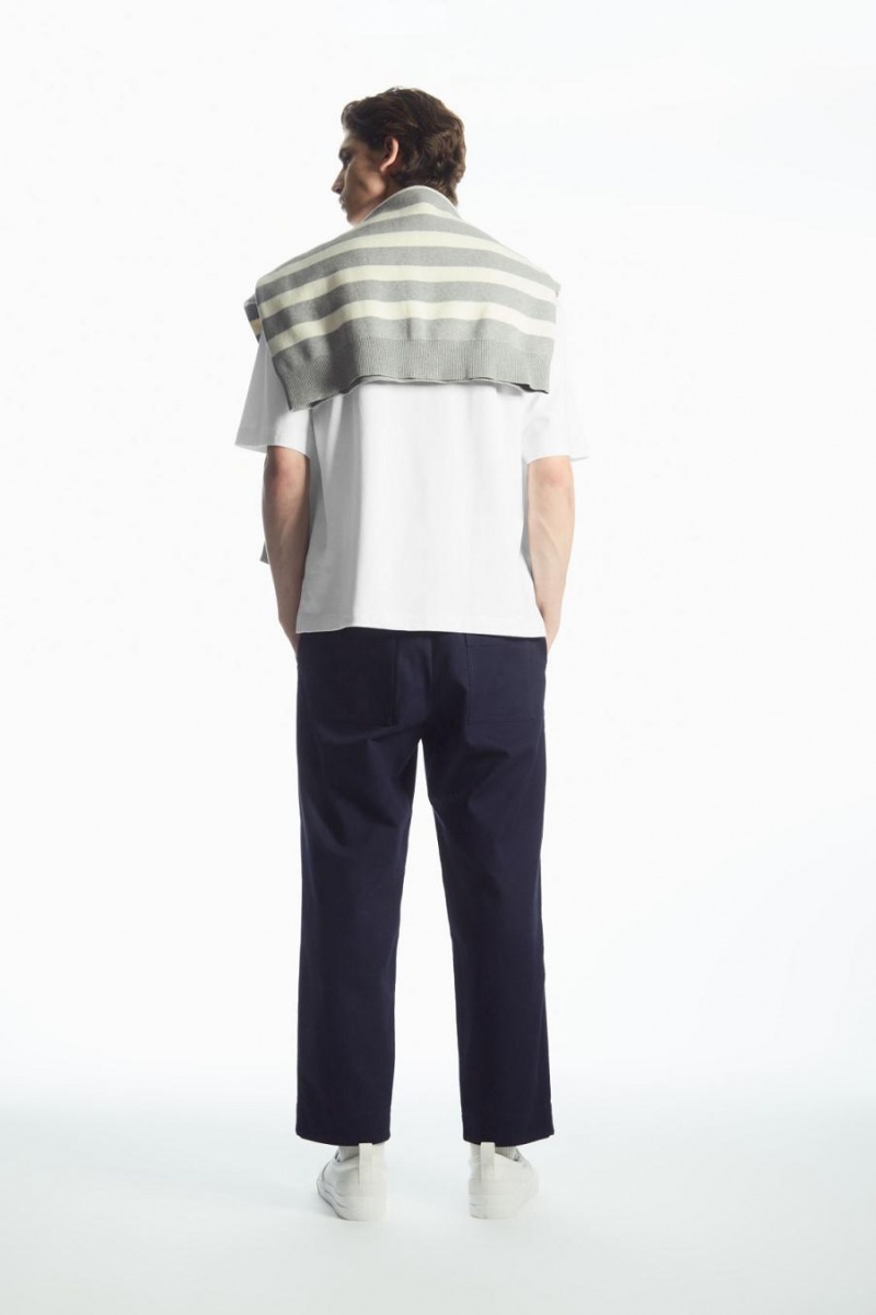 COS Elasticated Twill Nadrág Férfi Sötétkék | FZW-327568