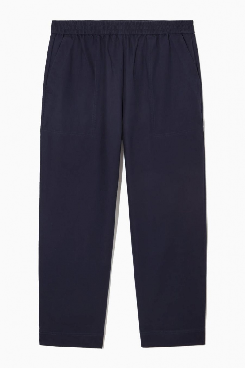 COS Elasticated Twill Nadrág Férfi Sötétkék | FZW-327568