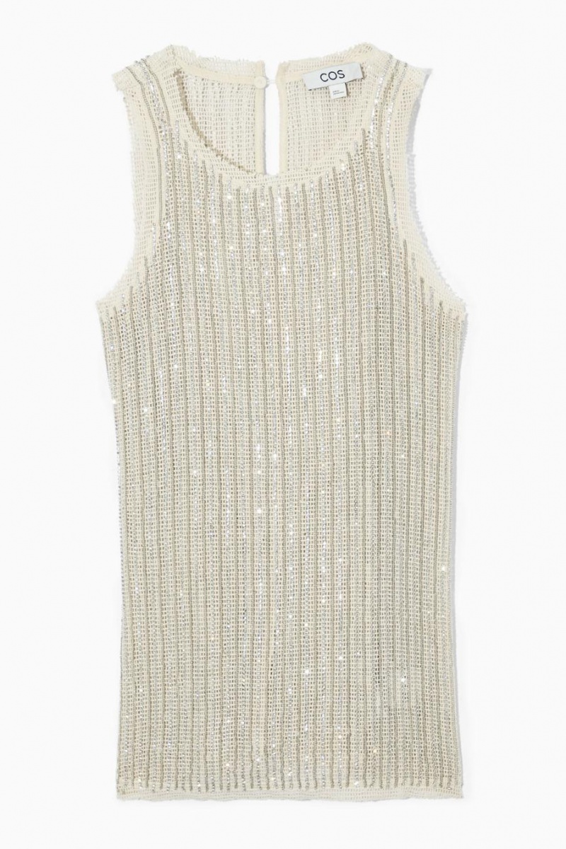 COS Embellished Mesh Trikó Női Bézs Titán | SFI-618359