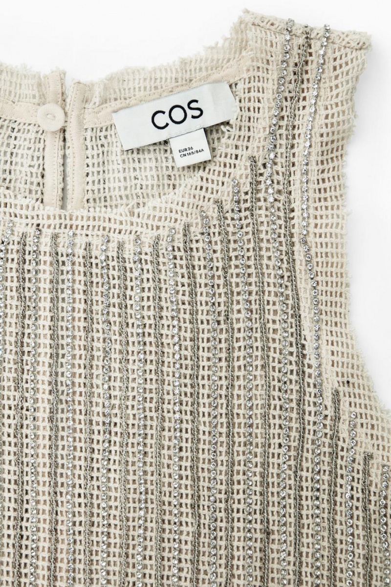 COS Embellished Mesh Trikó Női Bézs Titán | SFI-618359